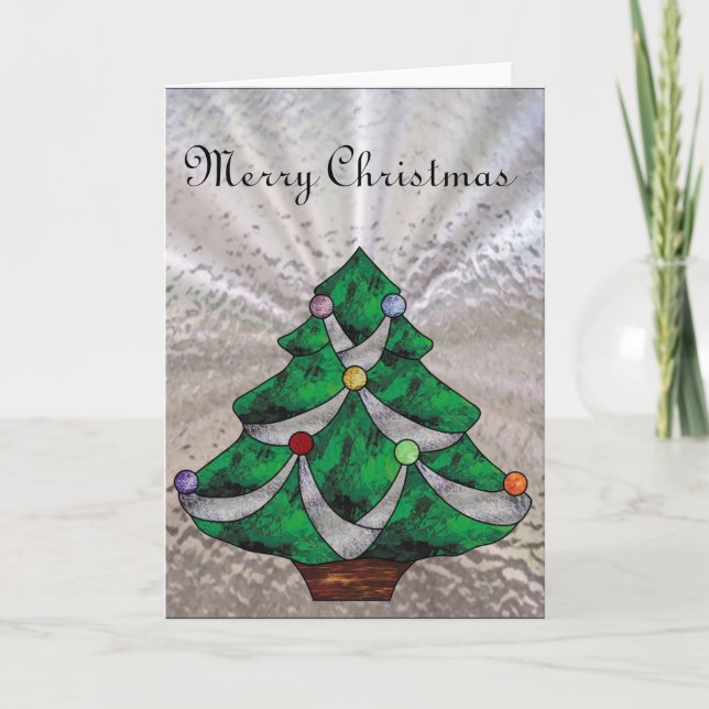 Cartes Pour Fêtes Annuelles Arbre de Noël en verre tendu (Devant)