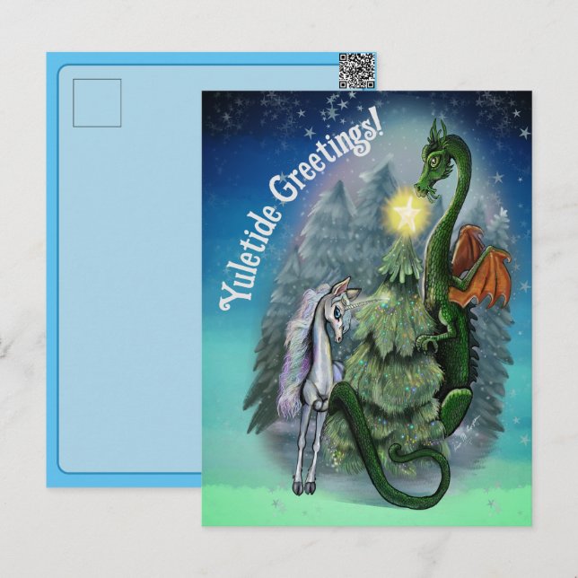 Cartes Pour Fêtes Annuelles Arbre de Noël enchanté (Devant / Derrière)