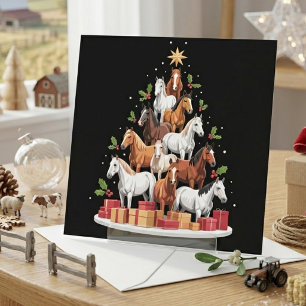 Cartes Pour Fêtes Annuelles Arbre de Noël équin festif fait de chevaux