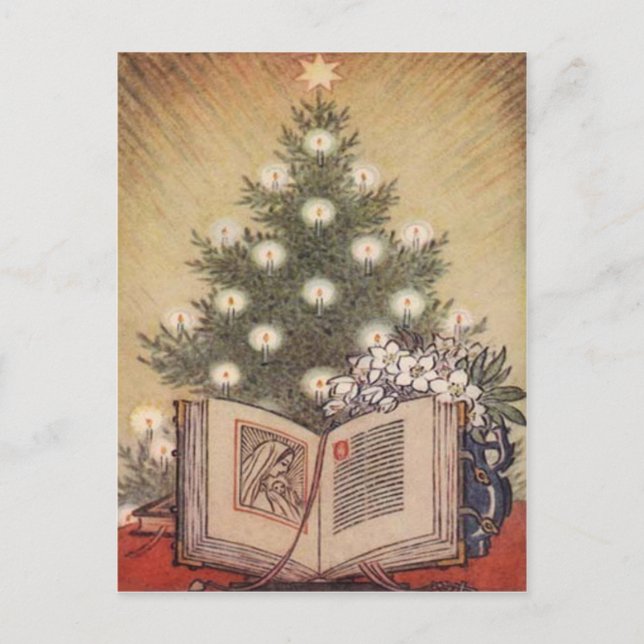 Cartes Pour Fêtes Annuelles Arbre de Noël et Bible (Devant)