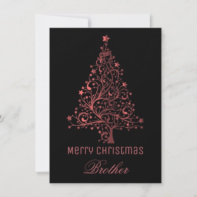 Cartes Pour Fêtes Annuelles Arbre de Noël étoilé Rouge noir Revêtement métalli (Devant)