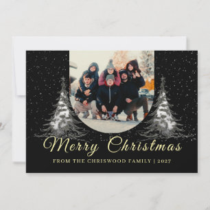 Cartes Pour Fêtes Annuelles Arbre de Noël Familial Élégant Classique enneigé d