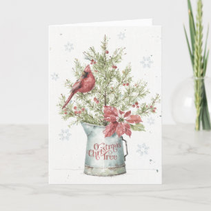 Cartes Pour Fêtes Annuelles Arbre de Noël fermier avec cardinal