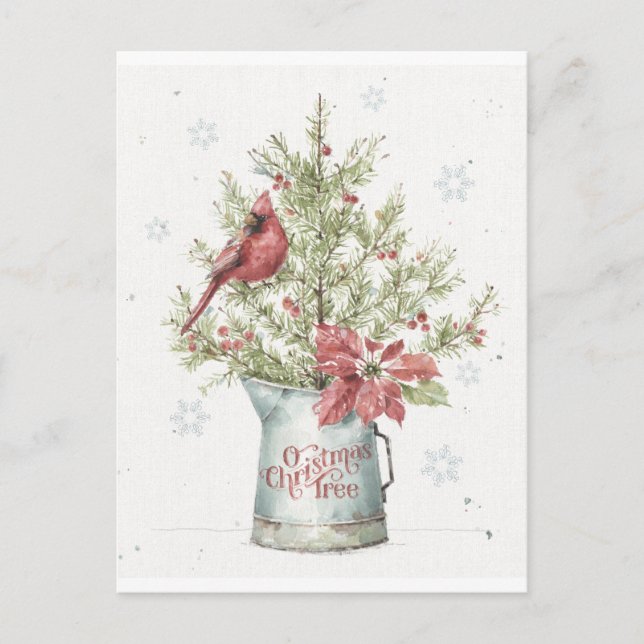 Cartes Pour Fêtes Annuelles Arbre de Noël fermier avec cardinal (Devant)