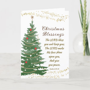 Cartes Pour Fêtes Annuelles Arbre de Noël festif Seigneur vous bénisse Verset 