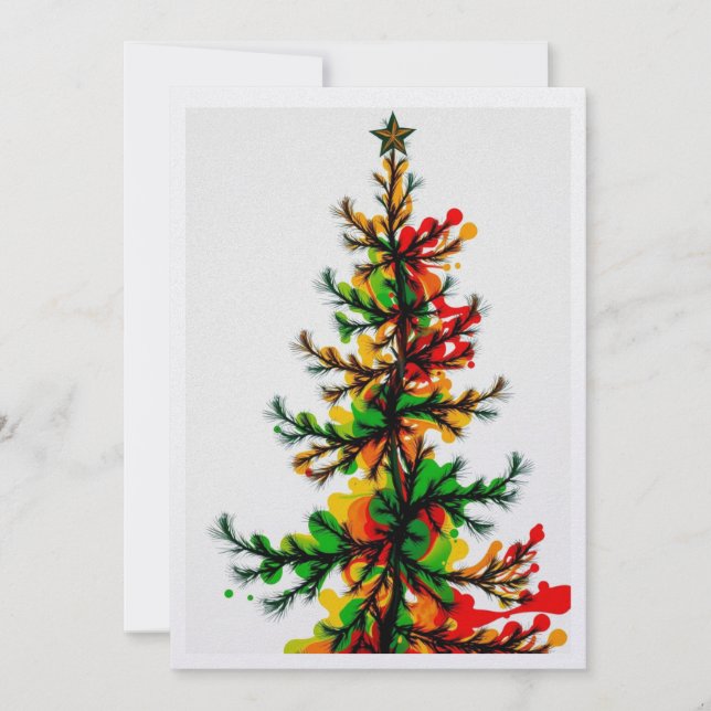 Cartes Pour Fêtes Annuelles Arbre de Noël Festif Splash (Devant)