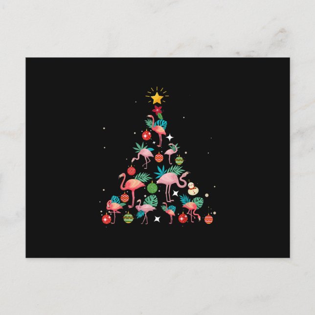 Cartes Pour Fêtes Annuelles Arbre de Noël Flamant Rigolo (Devant)