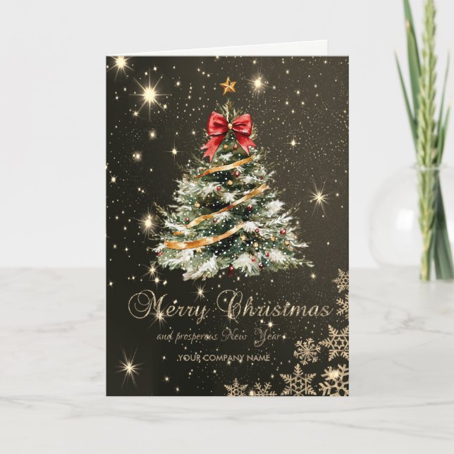 Cartes Pour Fêtes Annuelles Arbre de Noël Flèches de neige rousses, Entreprise (Devant)
