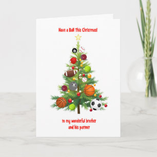Cartes Pour Fêtes Annuelles Arbre de Noël frère et partenaire avec boules