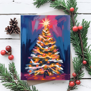 Cartes Pour Fêtes Annuelles Arbre de Noël gai aquarelle colorée