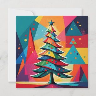 Cartes Pour Fêtes Annuelles Arbre de Noël géométrique à couche Pop Art