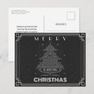 Cartes Pour Fêtes Annuelles Arbre de Noël géométrique moderne classique noir
