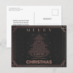 Cartes Pour Fêtes Annuelles Arbre de Noël géométrique moderne classique rose n
