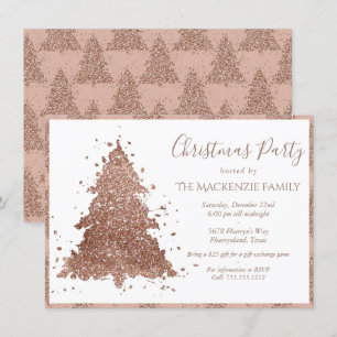 Cartes Pour Fêtes Annuelles Arbre de Noël Glam Rose Gold Party
