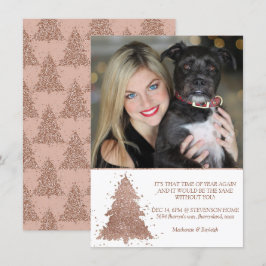 Cartes Pour Fêtes Annuelles Arbre de Noël | Glam Rose Gold Photo