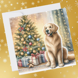 Cartes Pour Fêtes Annuelles Arbre de Noël Golden Retriever