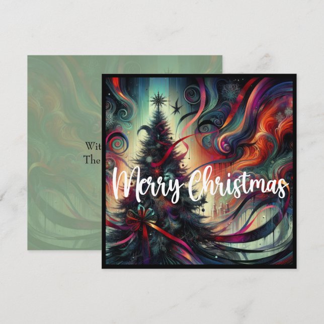Cartes Pour Fêtes Annuelles Arbre de Noël gothique (Devant / Derrière)