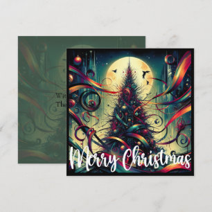 Cartes Pour Fêtes Annuelles Arbre de Noël gothique au clair de lune