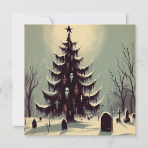 Cartes Pour Fêtes Annuelles Arbre de Noël gothique avec cimetière Horreur
