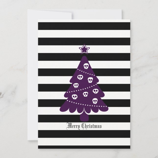 Cartes Pour Fêtes Annuelles Arbre De Noël Gothique Avec Des Rayures (Devant)