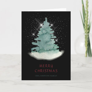 Cartes Pour Fêtes Annuelles Arbre de Noël Green White Star