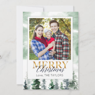 Cartes Pour Fêtes Annuelles Arbre de Noël hivernal à l'aquarelle