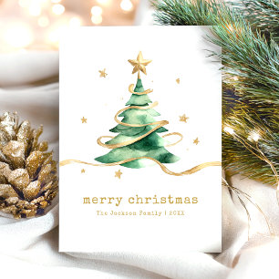 Cartes Pour Fêtes Annuelles Arbre de Noël joyeux aquarelle