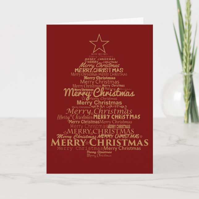 Cartes Pour Fêtes Annuelles Arbre de Noël Joyeux multilingue (Devant)