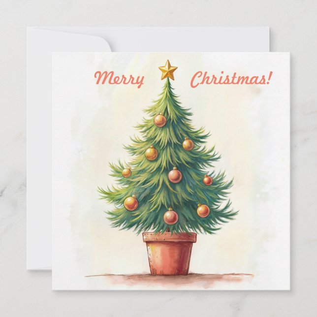 Cartes Pour Fêtes Annuelles Arbre de Noël. Joyeux Noël! (Devant)
