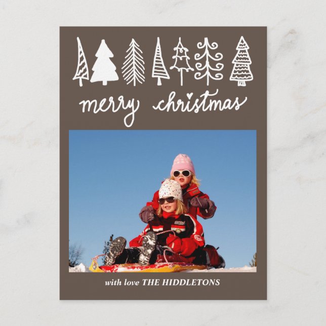 Cartes Pour Fêtes Annuelles Arbre de Noël | Joyeux script de Noël | Photo (Devant)