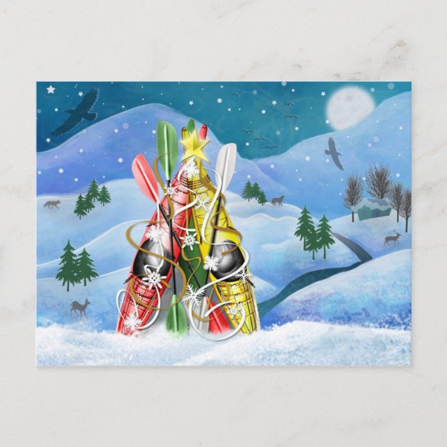 Cartes Pour Fêtes Annuelles Arbre de Noël Kayak - Merveilles de la nature (Devant)