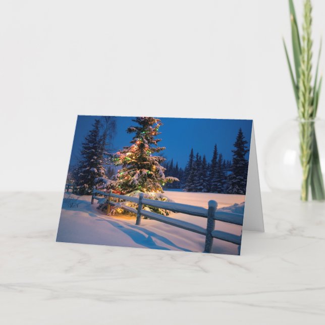 Cartes Pour Fêtes Annuelles Arbre de Noël lumineux à l'ancre (Devant)