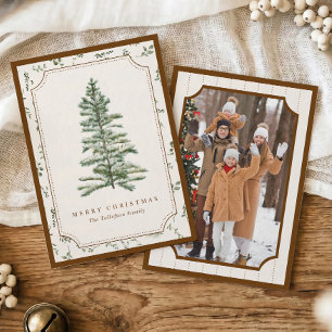 Cartes Pour Fêtes Annuelles Arbre de Noël marron crème de vacances de Noël vin