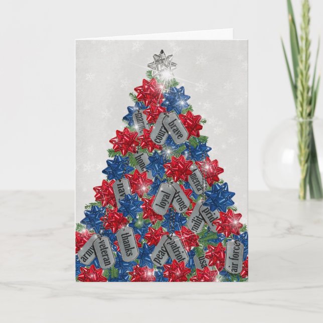 Cartes Pour Fêtes Annuelles Arbre de Noël militaire (Devant)