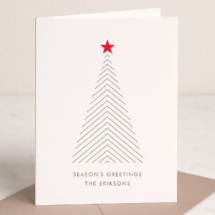 Cartes Pour Fêtes Annuelles Arbre de Noël minimal Red Star Clean Simple