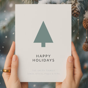 Cartes Pour Fêtes Annuelles Arbre de Noël minimal   Sage Vert Nettoyage Simple