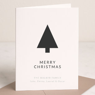 Cartes Pour Fêtes Annuelles Arbre de Noël minimaliste   Noir et blanc simple