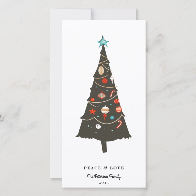 Cartes Pour Fêtes Annuelles Arbre de Noël moderne du milieu du siècle (Devant)