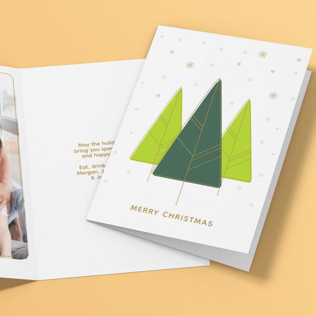 Cartes Pour Fêtes Annuelles Arbre de Noël moderne et tendance photo verte (Créateur téléchargé)
