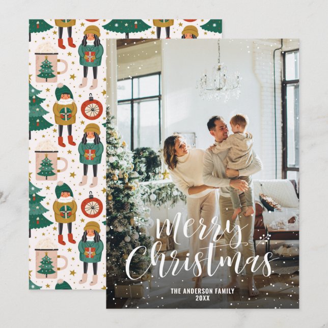 Cartes Pour Fêtes Annuelles Arbre de Noël moderne Ornements Chocolat Photo (Devant / Derrière)