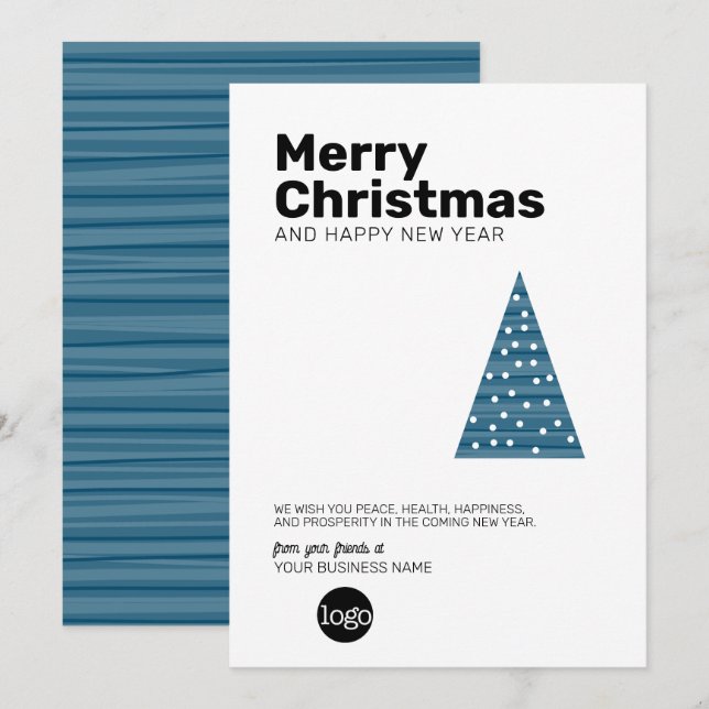 Cartes Pour Fêtes Annuelles Arbre de Noël moderne - sans serif Business (Devant / Derrière)