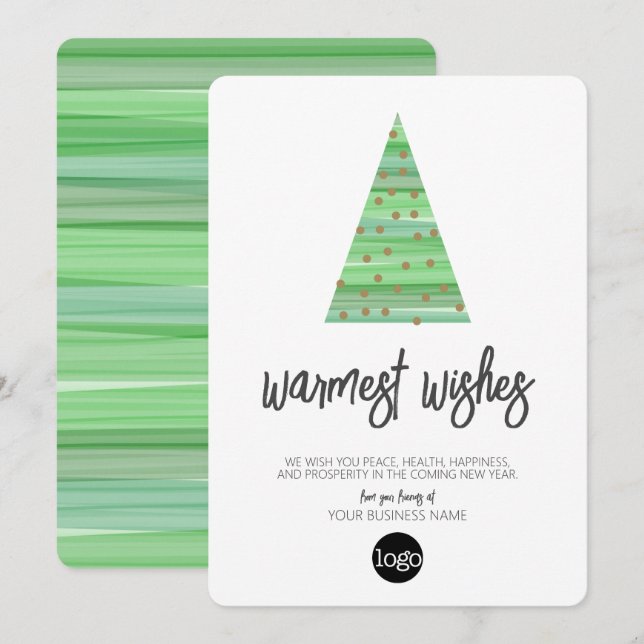 Cartes Pour Fêtes Annuelles Arbre de Noël moderne - script d'aquarelle Affaire (Devant / Derrière)