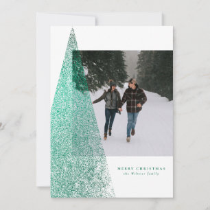 Cartes Pour Fêtes Annuelles Arbre de Noël moderne vert specklé une photo