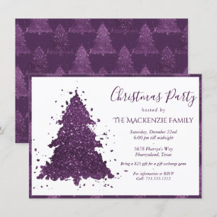 Cartes Pour Fêtes Annuelles Arbre de Noël Moody   Deep Plum Purple Party
