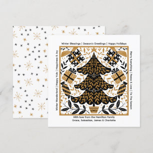 Cartes Pour Fêtes Annuelles Arbre de Noël noir et or Personnalisé