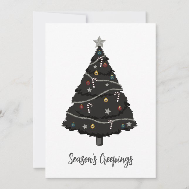 Cartes Pour Fêtes Annuelles Arbre de Noël noir gothique (Devant)