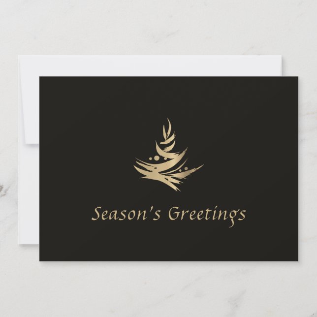 Cartes Pour Fêtes Annuelles Arbre de Noël noir simple et élégant (Devant)