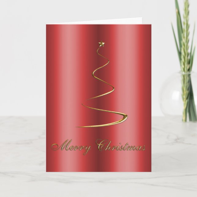 Cartes Pour Fêtes Annuelles Arbre de Noël Or moderne (Devant)