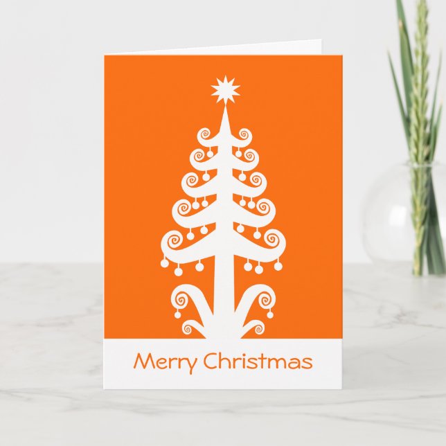 Cartes Pour Fêtes Annuelles Arbre de Noël - Orange (Devant)