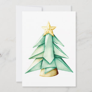 Cartes Pour Fêtes Annuelles Arbre de Noël Origami Aquarelle